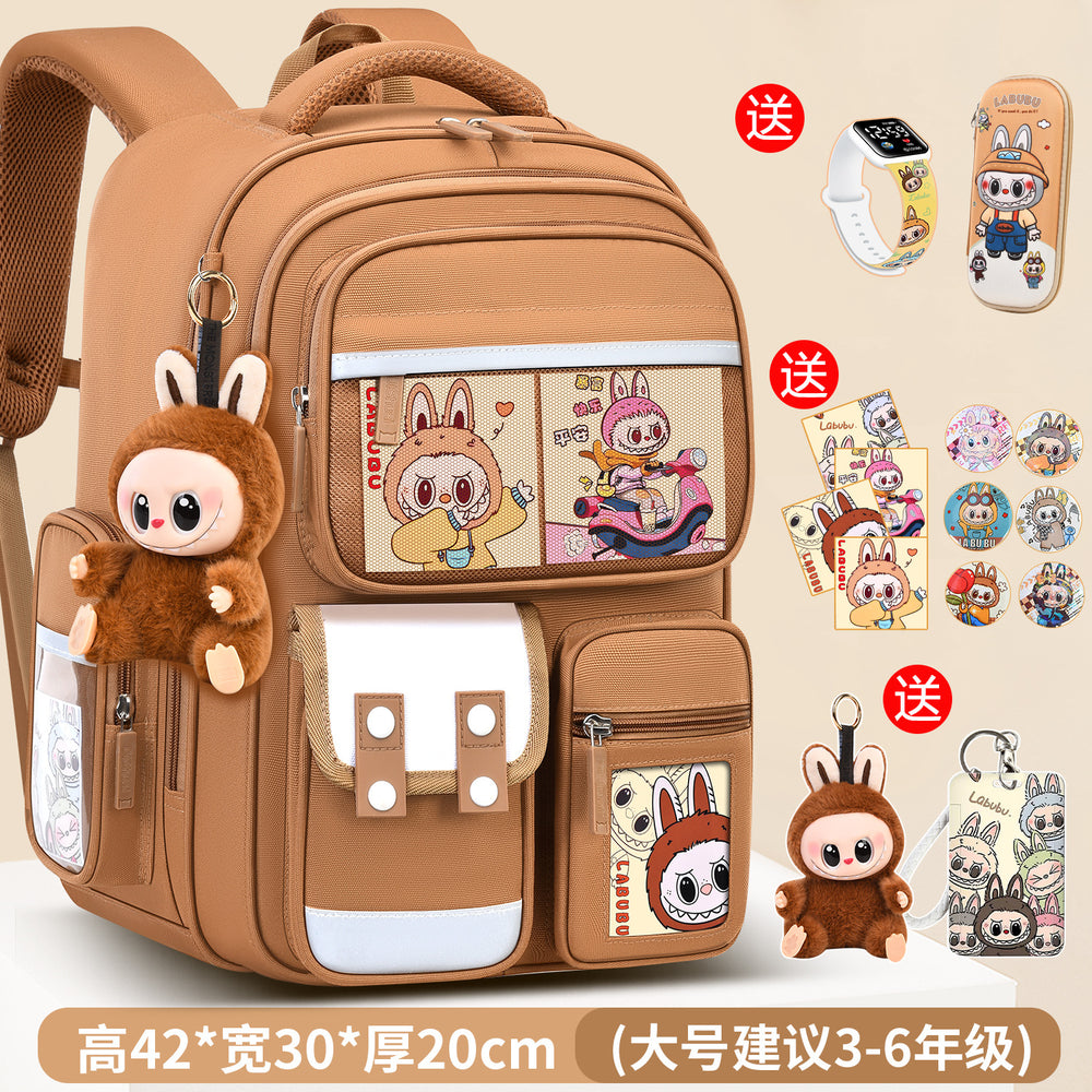 Labubu backpack - new 2026 model for elementary school students (grades 1-6). lightweight, spine-protecting, and load-reducing design for boys and girls