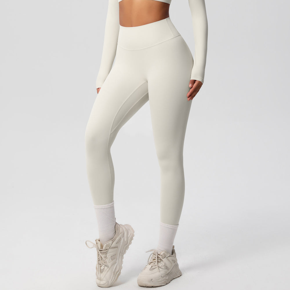 Ready-to-ship cross-border double-sided brushed, form-fitting, breathable solid color training yoga set, eight-piece athletic running fitness outfit for women