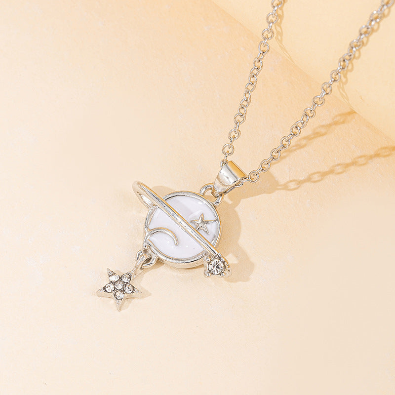2024 autumn new arrival cross-border jewelry women's diamond-studded star pendant fashionable versatile alloy moon necklace wholesale