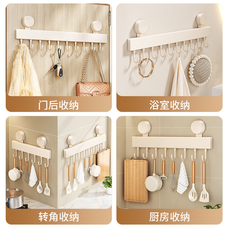 No-punching suction cup, kitchen hook, wall-mounted shelf, spatula rod hanger, wall-mounted household multi-functional storage