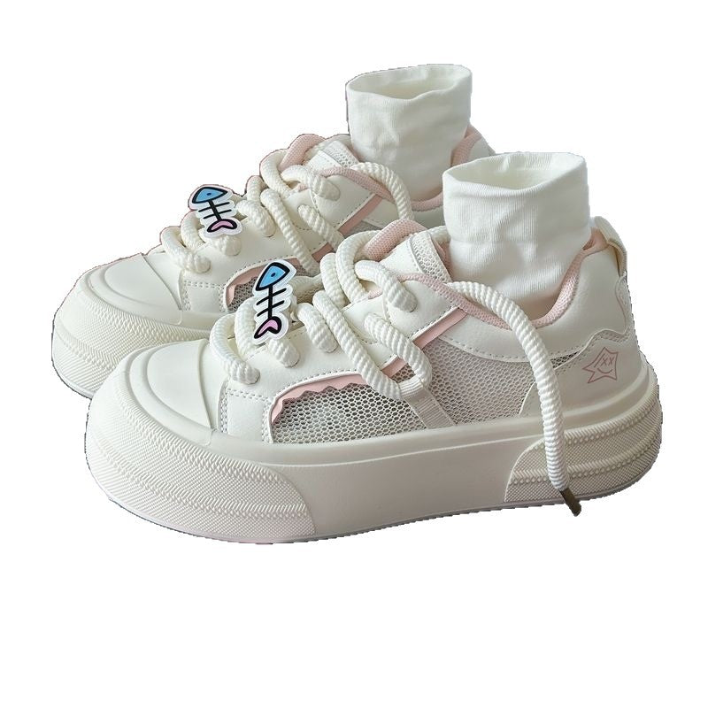 Thick sole ugly cute transparent white shoes women 205summernew arrivalchicniche stylek-style holiday style big toe shoes