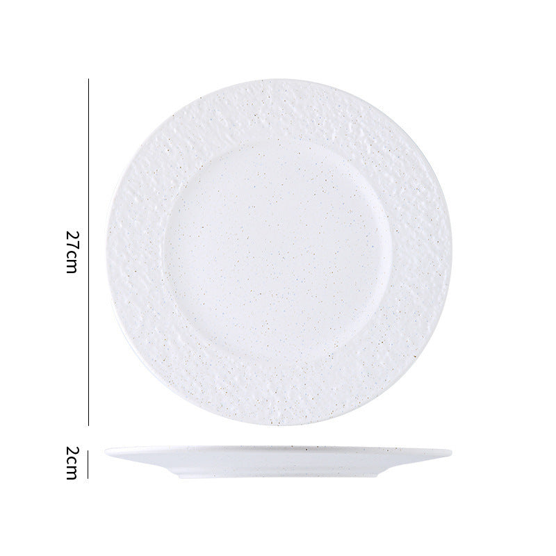 Minimalist blue & white polka dot ceramic dinnerware set - western dinner plates, restaurant & hotel quality ceramic tableware with polka dot design