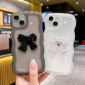 Suitable for apple 15 wavy edge colorful bow mobile phone case iphone12ins style simple transparent protective cover