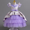 European and american new style girls' flower girl princess dress, airplane sleeve wedding dress, model runway evening gown, kids' dress