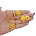 Wholesale cross-border middle eastern floral design gold-plated necklace, pendant, earrings, and ring three-piece jewelry set