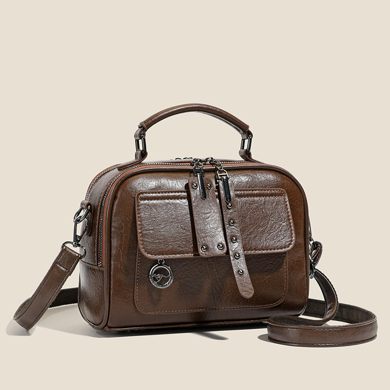 High-end textured women's bag, european and american retro style, large capacity shoulder and crossbody bag, 2026 new arrival, understated luxury handbag