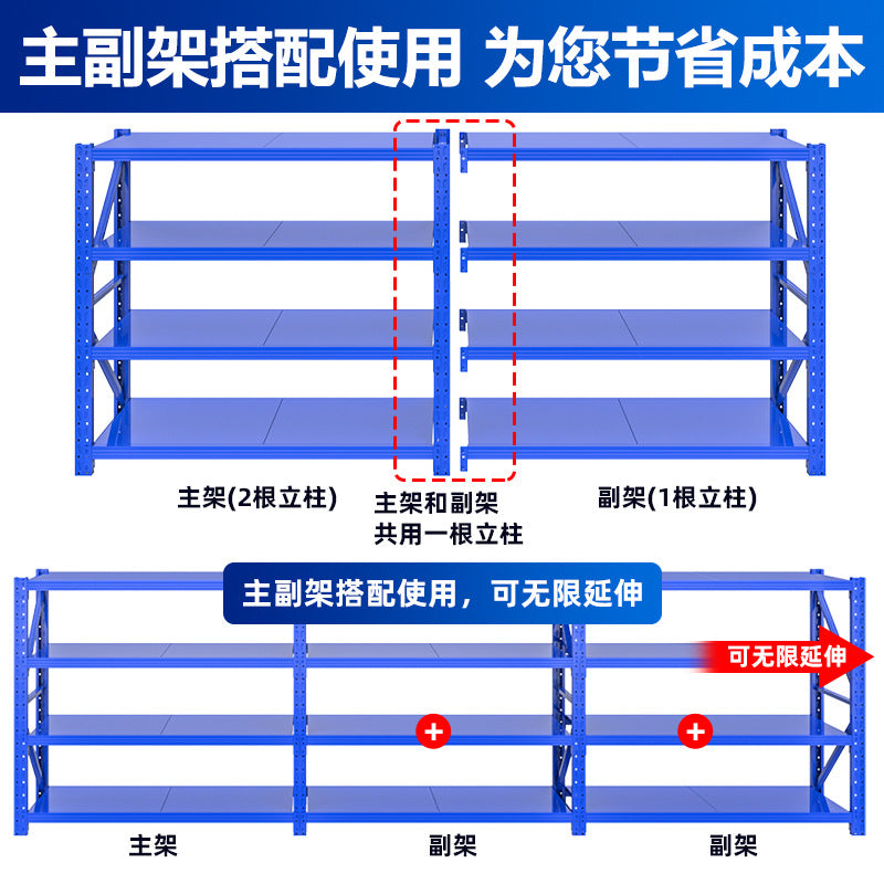 200KG Shelf Storage Heavy Garment Cloth Shelf Medium Warehouse Tire Shelf Warehouse Iron Shelf