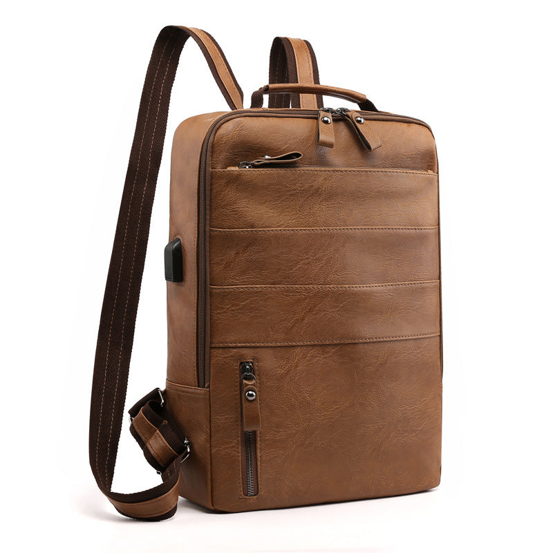 Business Leisure Computer Bag Male Korean Edition Fashion USB Charging Backpack Outdoor Sports Large Capacity Travel Backpack