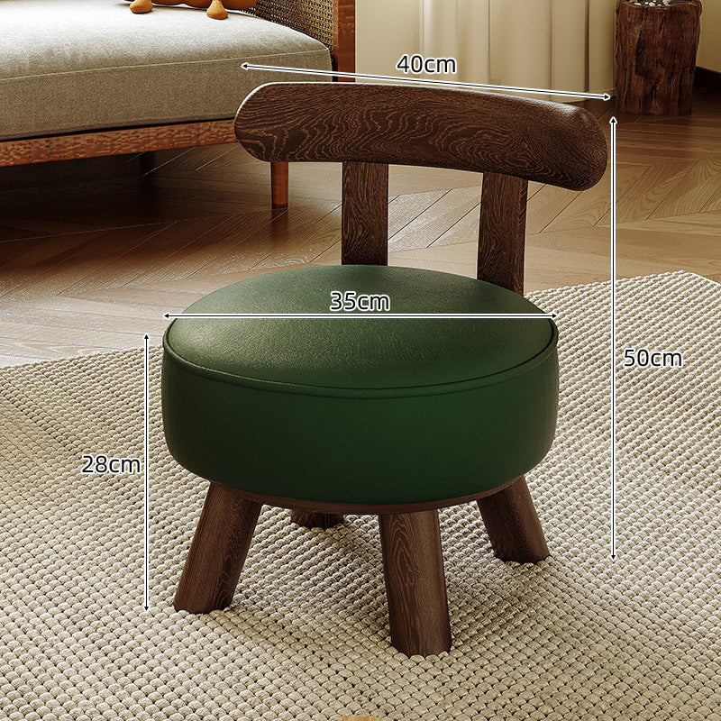 Cream wind small stool solid wood high stool living room small bench sofa stool low stool makeup stool home door shoe changing stool