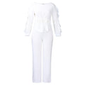 D3345  cross-border e-commerce  women's new fashion drawstring slim-fit top and casual pants two-piece set