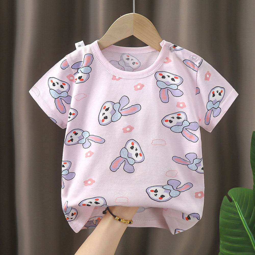 Kids' short-sleeve t-shirt, 100% cotton, baby undershirt, boys' and girls' summer top, 0-7 years old, dropshipping available