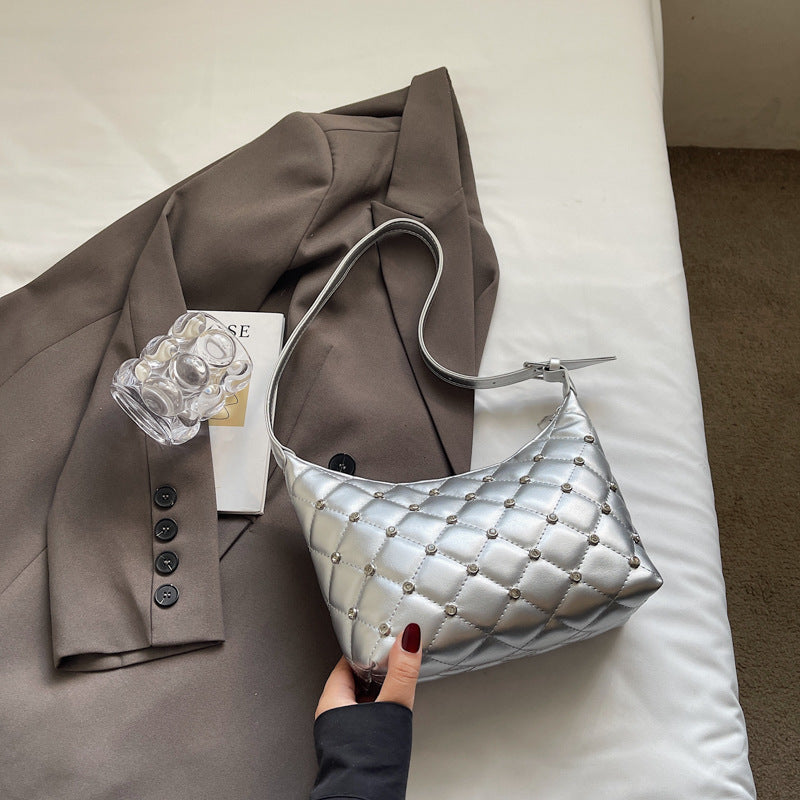 Retro diamond small fragrant chain shoulder messenger bag bags with diamonds, high-grade texture fashionable foreign commuter women's bags