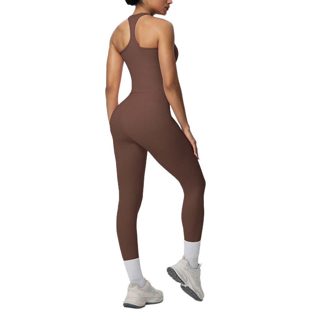 New arrival cross-border brushed back tight i-shaped back high waist yoga suit sports running fitness two-piece set