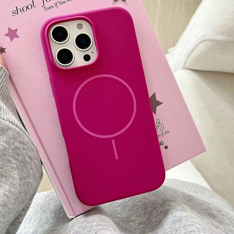 Suitable for iphone16pro thin ring magnetic liquid silicone mobile phone case apple 17air anti-fall pure color protective cover