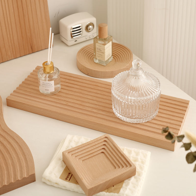 Nordic irregular plate dinner plate western food plating simple solid wood tray ornament for home korean style ins style