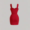 Amazon cross-border women's fashion  spring/summer new collection: ruched bodycon two-piece set - cami top & bodycon mini skirt