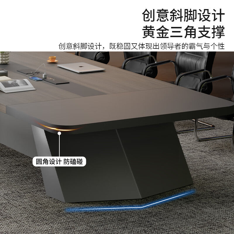 Saint-li conference table and chair set - minimalist conference room office desk, long table with rounded corners, large capacity for employee training