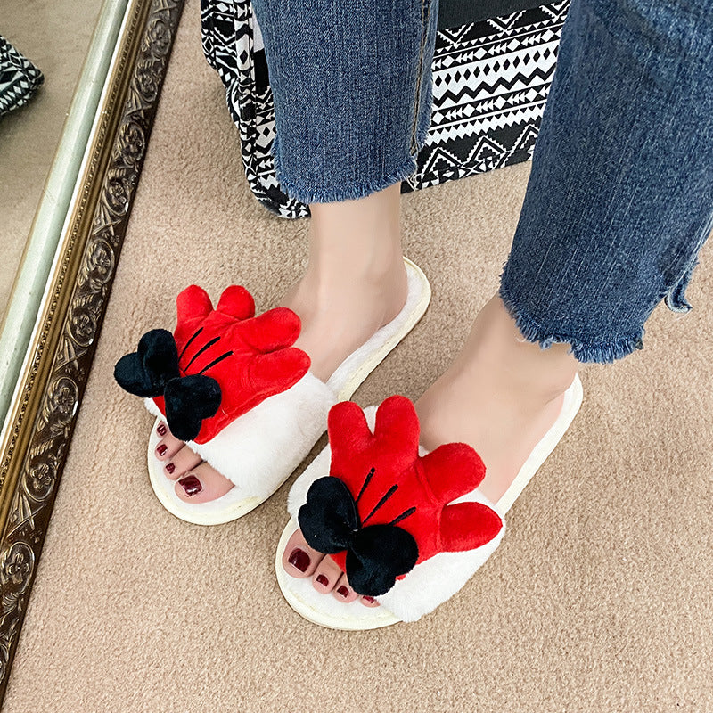 New arrivalinsgirlcasualhomecute cartoonfashion elements one-strap indoor casualstuffed slippers
