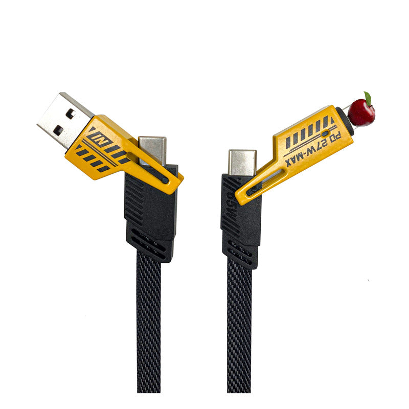 Mecha 4-in-1 data cable super fast charging charging cable two-to-two zinc alloy multi-head car type-c transmission