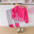 girls' spring/autumn new set: korean style fashionable bowknot faux two-piece shirt and leggings two-piece outfit