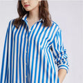 European and american export cross-border   new spring/summer fashionable striped print turn-down collar shirt dress