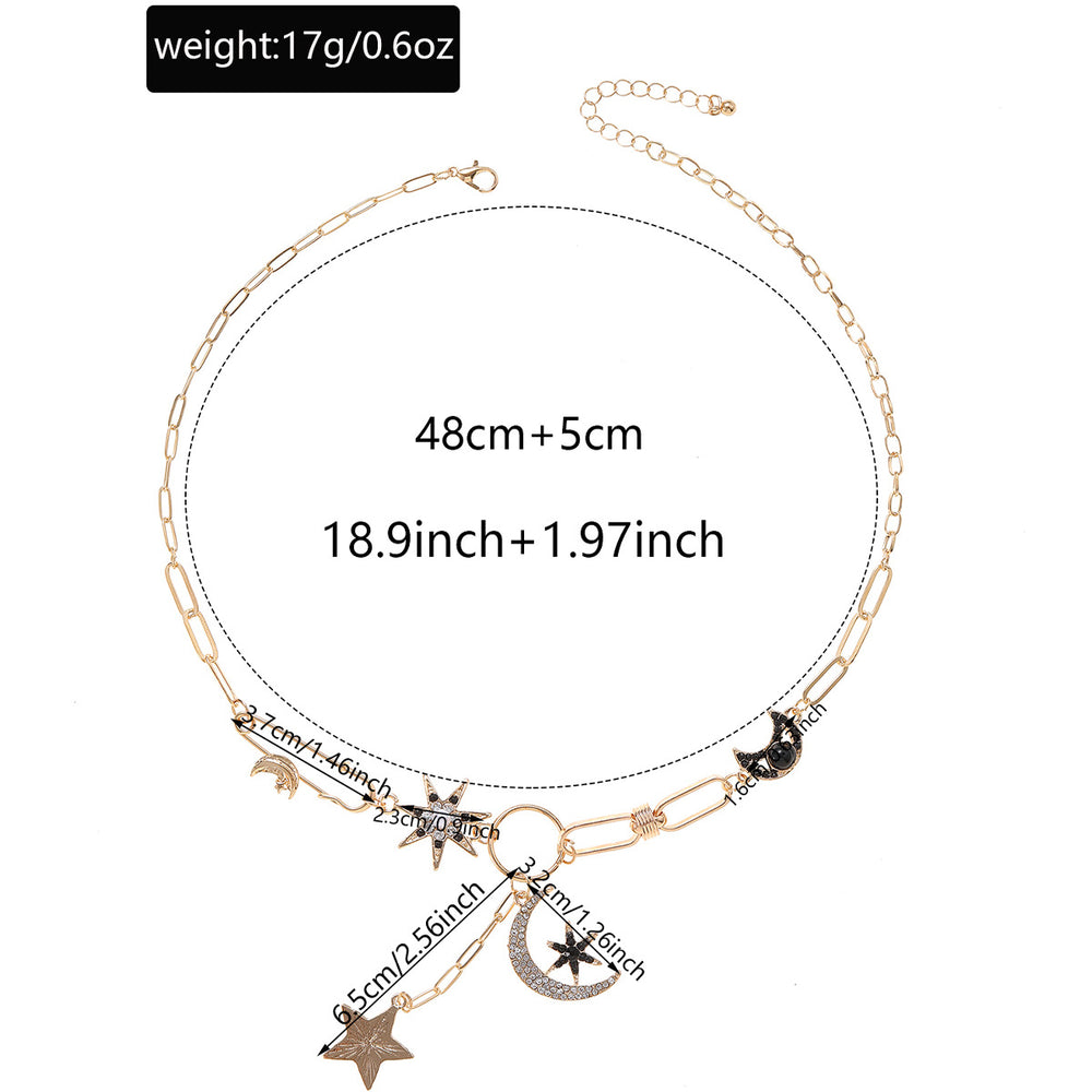 Wholesale necklace accessories: european & american style, cross-border star & moon pendants, women's niche light luxury, high-end paperclip clavicle chains