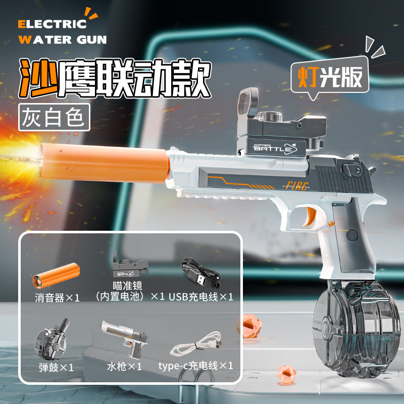 hot model linked desert eagle electric water gun family interactive fully automatic continuous fire boy toy water fight