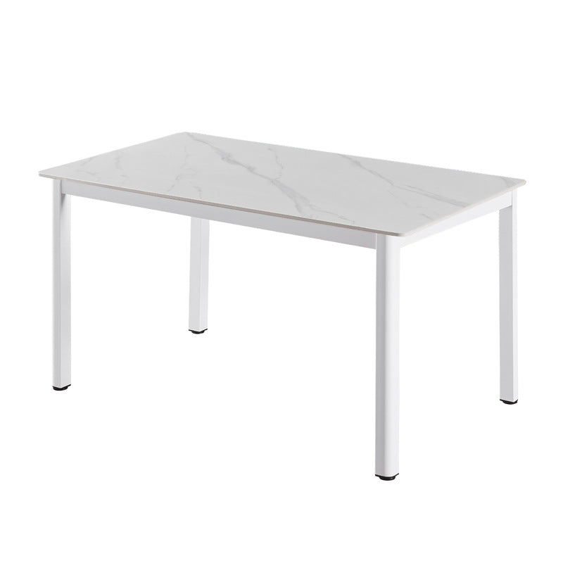 Modern minimalist sintered stone dining table, rectangular dining table for home use, small apartment minimalist dining table with fan-shaped legs