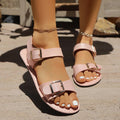 Fashion cross-border plus size buckle flats slippers women's exportretro lightweight beach slippers slippers