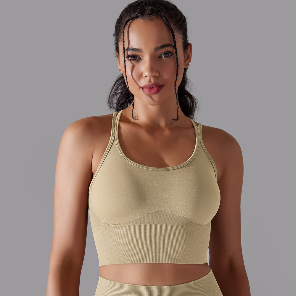 European and american new sexy backless sports bra for women, shockproof push-up yoga bra, quick-drying breathable fitness tank top