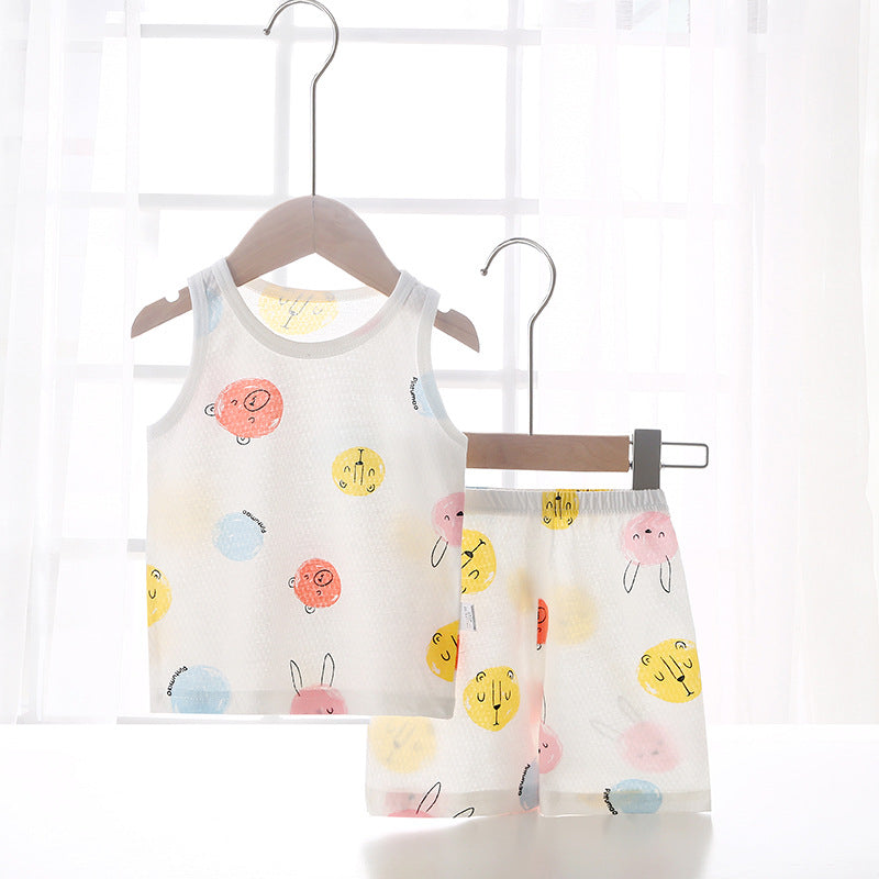 Baby tank top set - summer lightweight pure cotton sleeveless loungewear shorts - unisex kids' pajamas & summer outfit