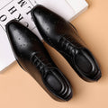 British style men's dress shoes - plus size black business formal soft sole leather shoes for summer casual wear and weddings