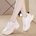 Dad shoes women's 2025 spring and autumn new breathable leather sports shoes women's k-styleeasiest for matchthick solecasual shoes running shoes
