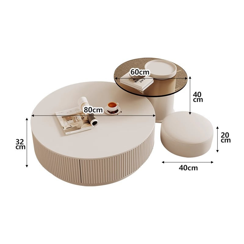 Coffee table round combination coffee table for home living room special-shaped removable cream light luxury slate coffee table french style