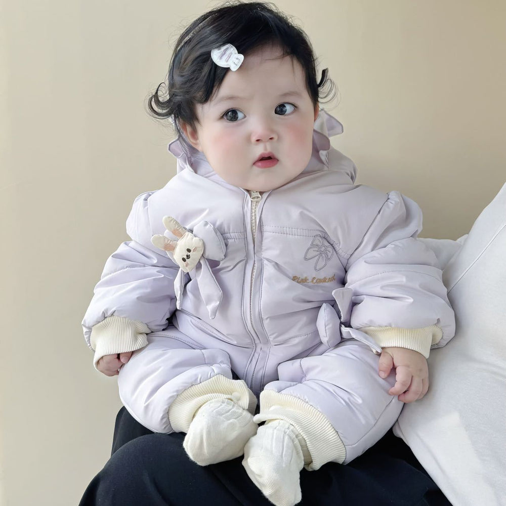 New arrival winter clothing sweet outing clothing infant cute cotton clothing long sleeves one-year-old winterthickened baby onesie