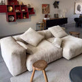 Cream style tofu block sofa retronormcorepopular designer home quiet style corduroy cloth living room modular sofa