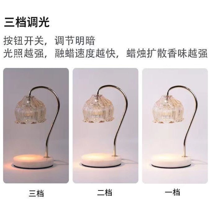Marble melting candle lamp ins diffuser gift desk lamp smokeless temperature control American retro night light aromatherapy melting wax lamp