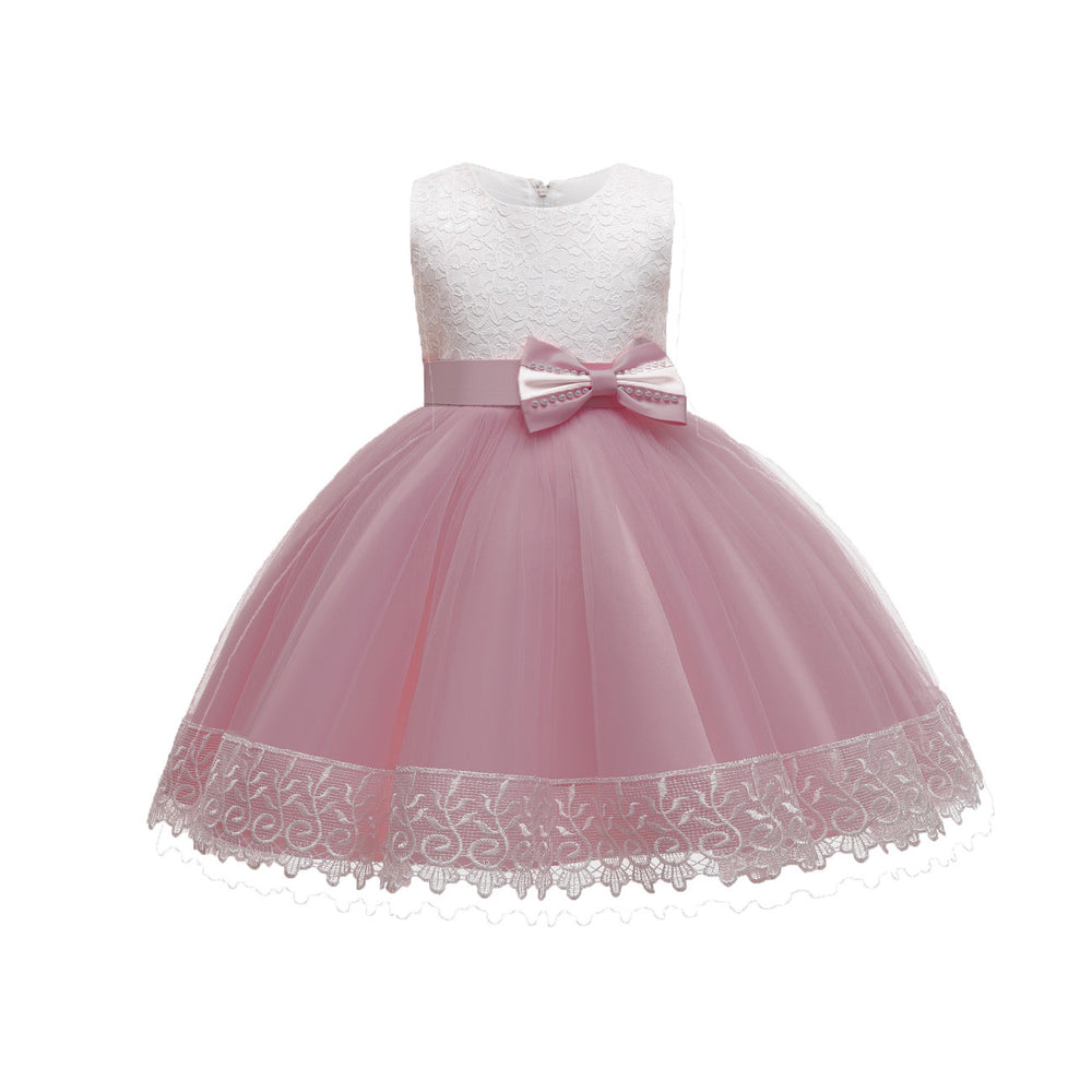 kids dress color matching style fluffy wedding dress princess dress girldress baby first birthday