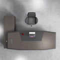 High-end, minimalist, and modern office desk and chair set. executive desk, manager's desk, lacquered finish, understated luxury, suitable for executive offices and boardrooms
