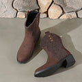 new arrival cow suede boots fashion style pointed toe patchwork sleeve thick heel medium heel plus size short boots casual women's boots