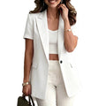 cross-border fashion women's lightweight business casual short-sleeve solid color blazer with button front