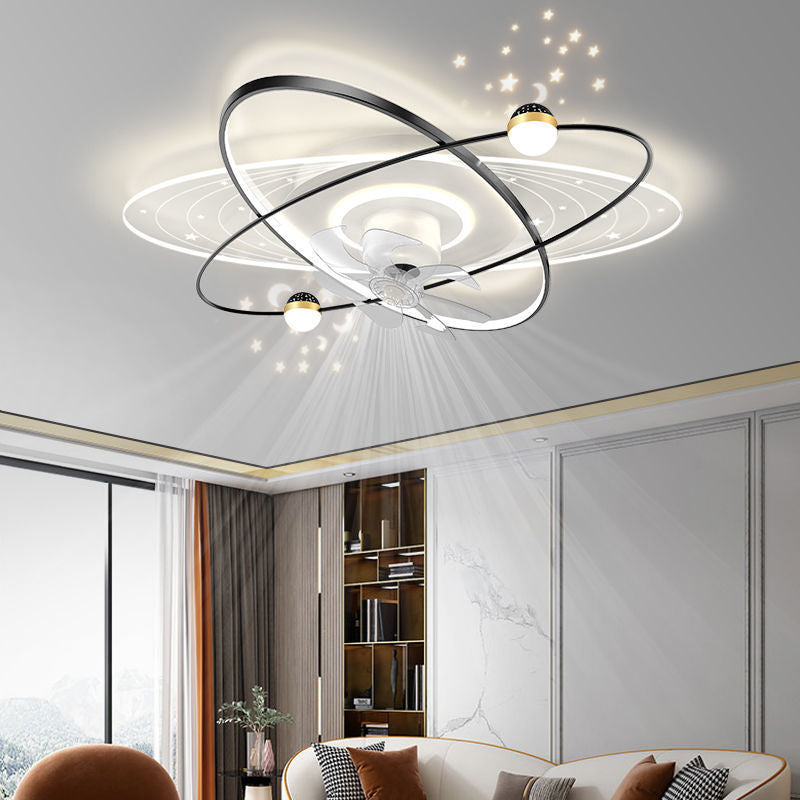 Guangdong Zhongshan Fan Lighting Package Nordic Light Luxury Bedroom Dining Room Ceiling Fan Light Moving Head Electric Fan Living Room Ceiling Light