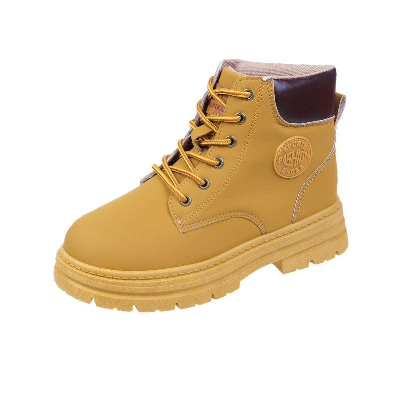 Martin boots women's summer 2023 new autumn new short boots high-top platform locomotive boots retro British style big yellow boots