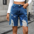 European and american cross-border foreign trade  independent station summer retro mid-waist raw edge worn hot girl denim shorts for women