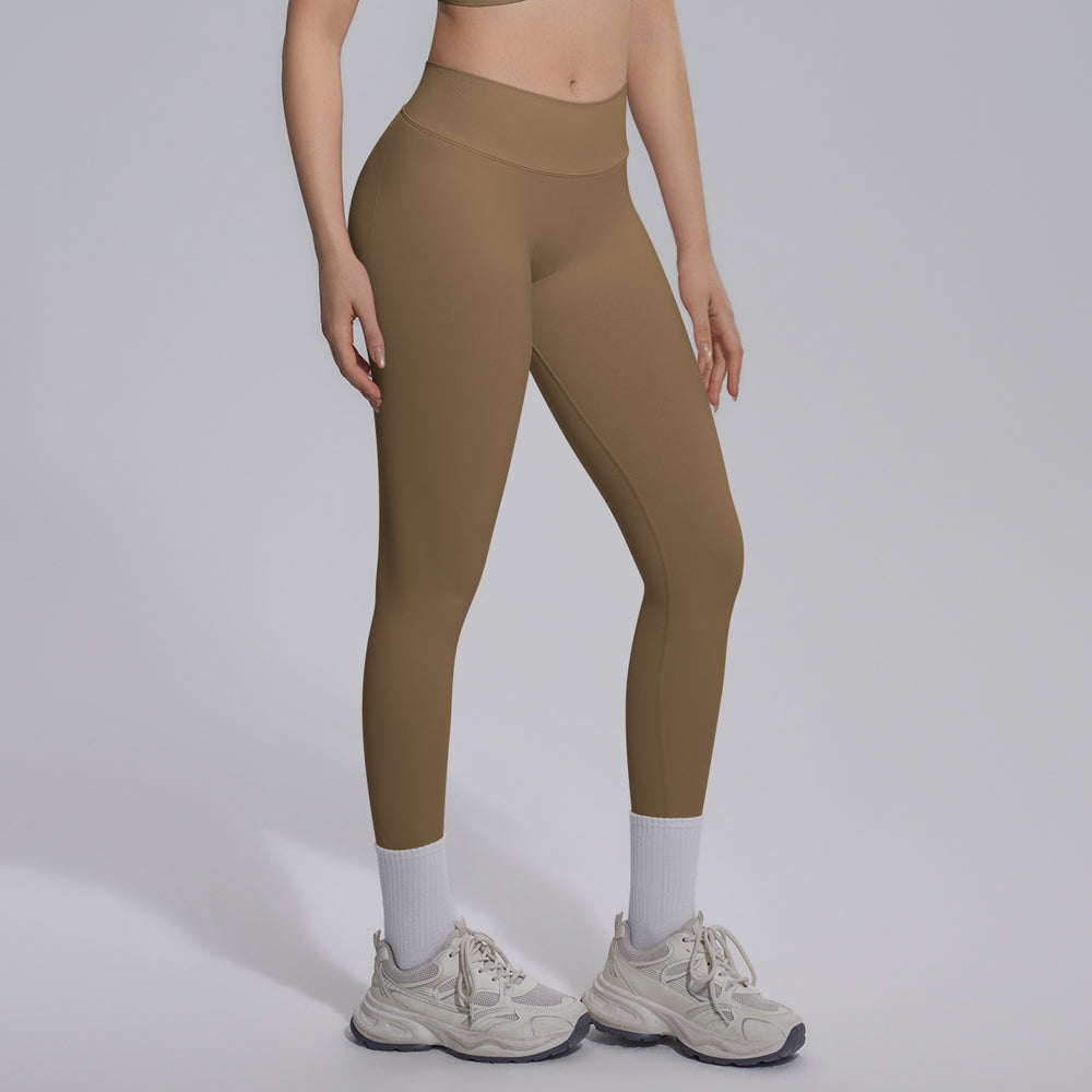 seamless knittingpure colorv waist tight breathable butt lifting yoga pants sports running fitness casual nine-point pants