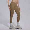 seamless knittingpure colorv waist tight breathable butt lifting yoga pants sports running fitness casual nine-point pants