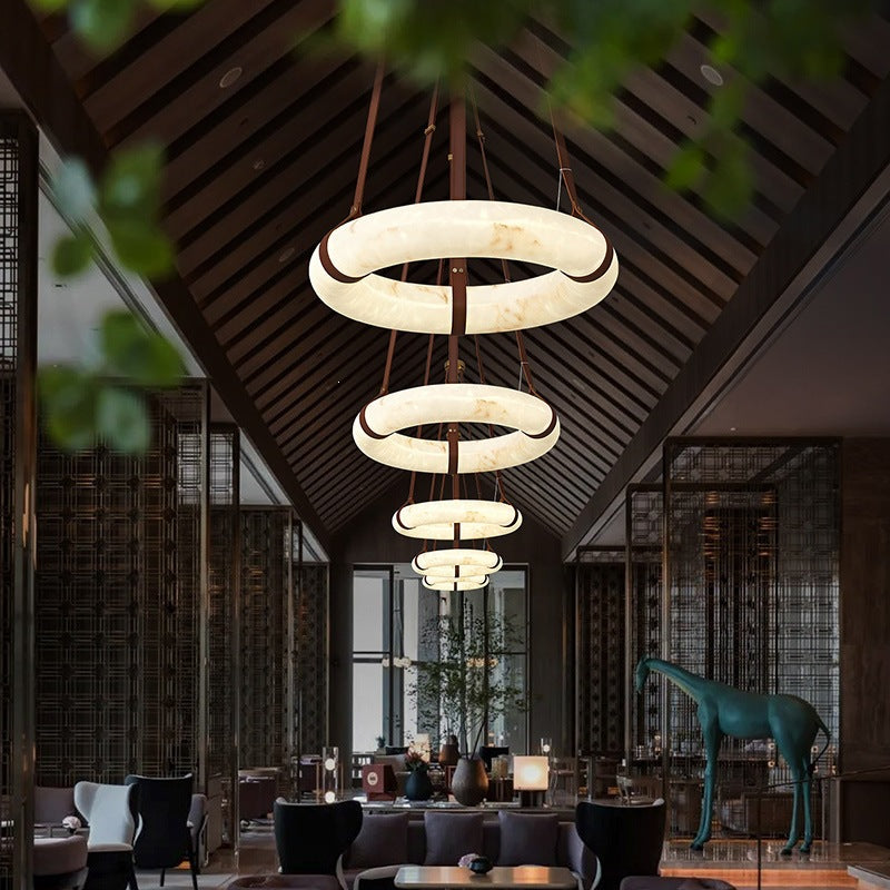 minimalist spanish imitation marble living room dining room pendant light - circle ring bedroom designer hotel bar counter lamp