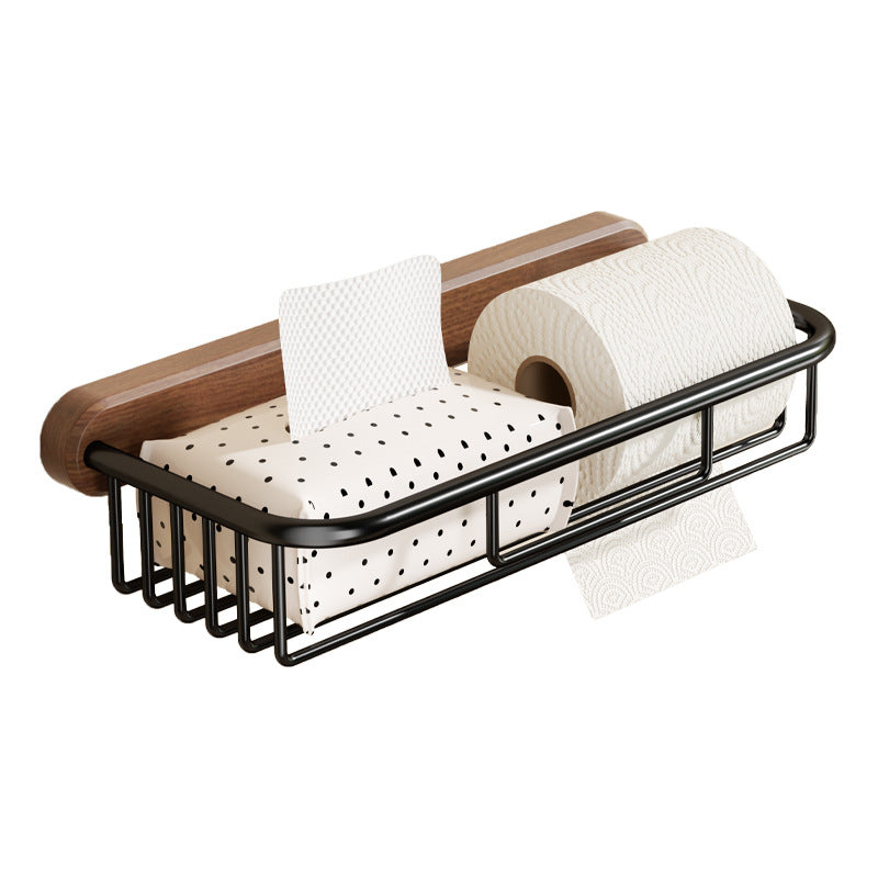 Walnut toilet toilet paper box non-punching bathroom toilet tissue box paper rack storage toilet paper rack