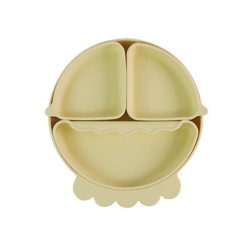 Food grade silicone children's plate baby complementary food bowl cartoon crab grid plate baby independent eating tableware