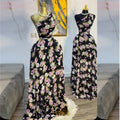 European and american women's clothing  summer new sweet and fresh printed asymmetrical neck high waist slimming a-line maxi dress